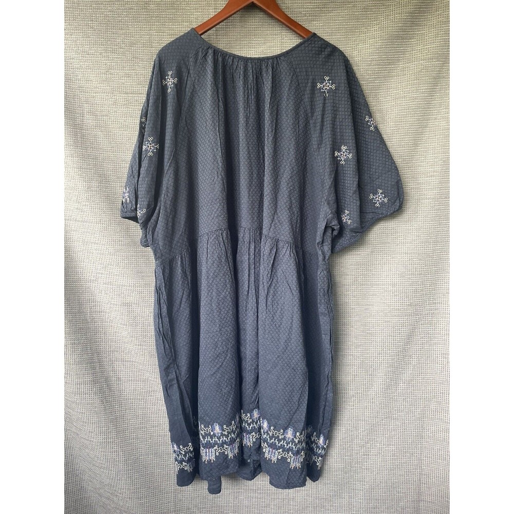 Knox‎ Rose Plus 4X Dress Peasant Boho Tassel Embroidered Babydoll Navy Blue - Picture 4 of 5